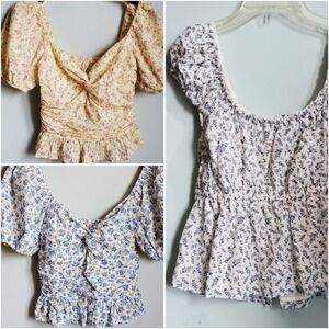 3-Piece Sweetheart Peplum Top Bundle, Size S, Unworn